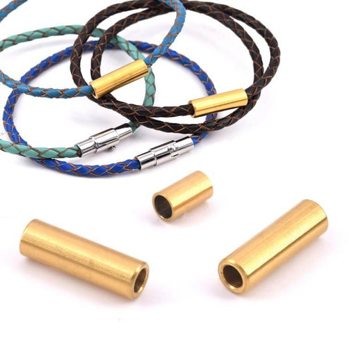 Kaufen Sie Perlen in Deutschland Magnetischer goldener Rohrendverschluss aus Edelstahl – 16 x 5 mm für 3 mm Kordel (1)