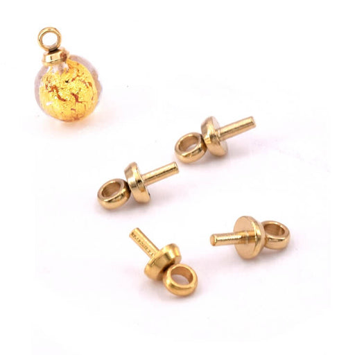 Kaufen Sie Perlen in Deutschland Mini-Pitonhaken für halbgebohrte Perlen aus goldenem Edelstahl 6x3mm (4)