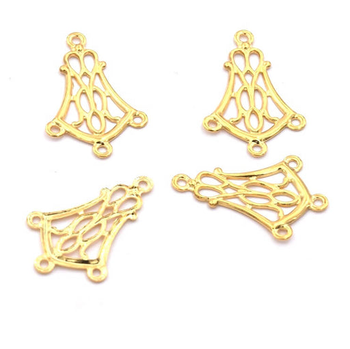 Kaufen Sie Perlen in Deutschland Goldfarbene Kronleuchter-Ohrringe aus Edelstahl mit 3 Ringen, 20 x 13,5 mm (4)