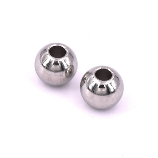 Kaufen Sie Perlen in Deutschland Runde Perle Edelstahl 8x7mm - Loch: 3mm (2)