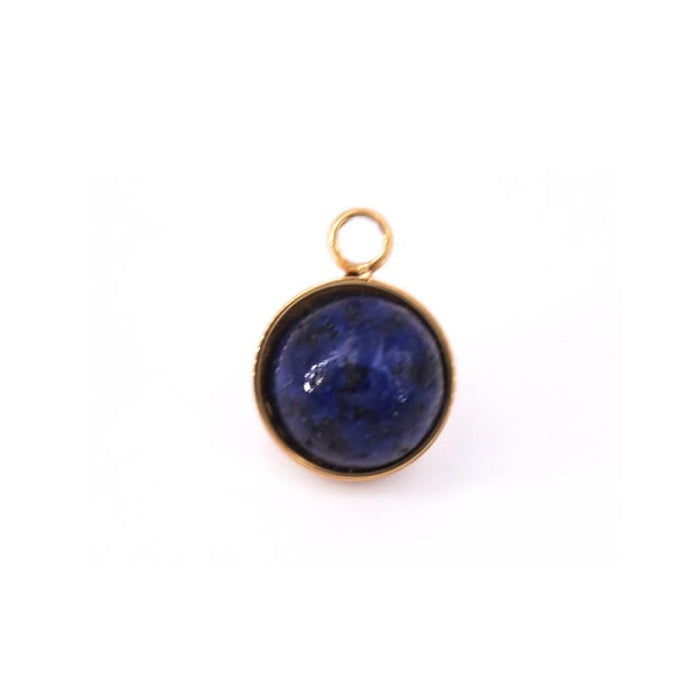 Runder Anhänger aus goldenem Edelstahl mit Lapislazuli 6 mm (1)