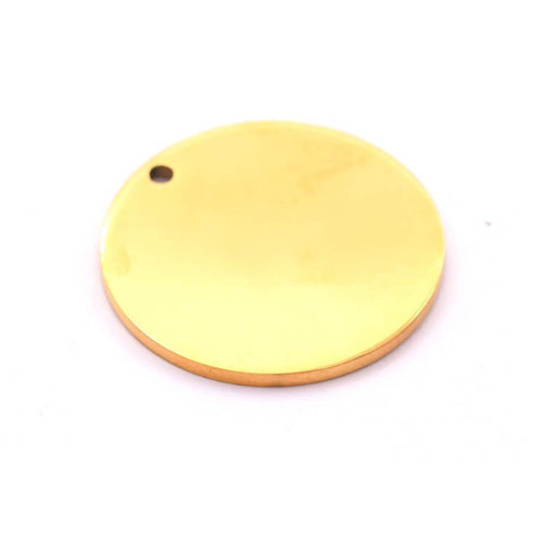 Kaufen Sie Perlen in Deutschland Runder Medaillenanhänger goldener Edelstahl - 25mm - Loch: 1.8mm (1)