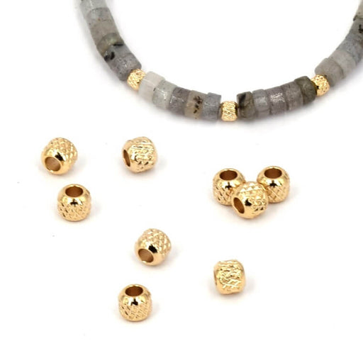 Rondelle-Perle. goldener Stahl. Diamantschliff 3 x 2.5 mm – Loch: 1.2 mm (10)