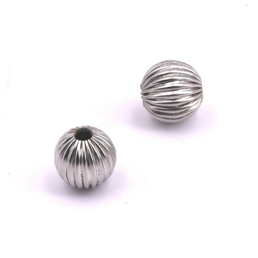 Kaufen Sie Perlen in Deutschland Gerillte Edelstahlperle 10 mm – Loch: 2,5 mm (2)