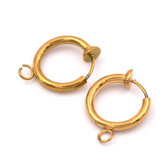 Ohrclips mit Ring aus goldenem Edelstahl 14 mm (2)