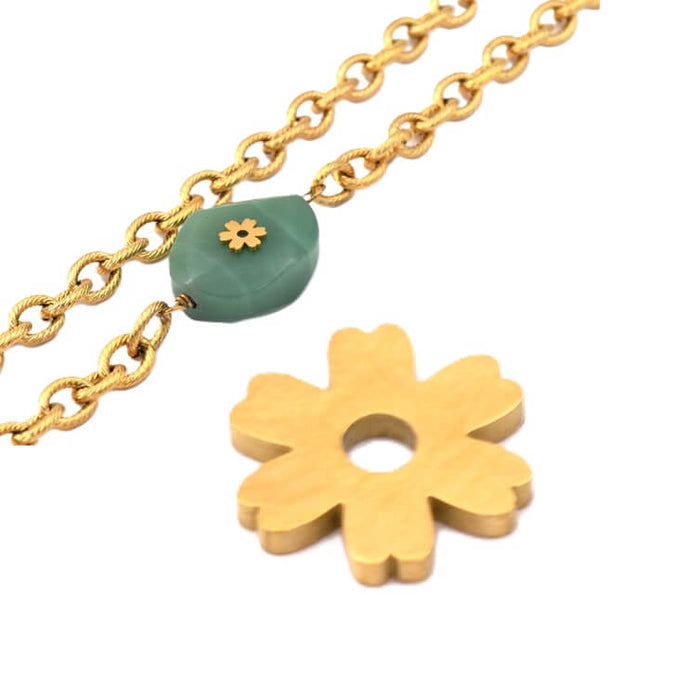Blumen-Cabochon Edelstahl vergoldet 8 mm (1)