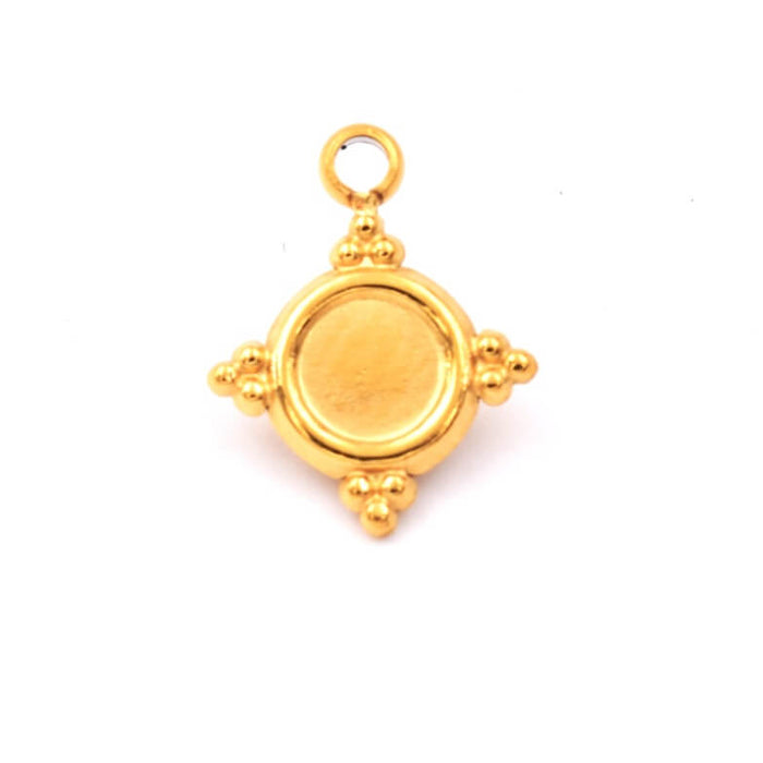 Charm-Anhänger aus goldene Farbe Stahl, 9 mm, für 4 mm Cabochon – Loch: 1,5 mm (1)