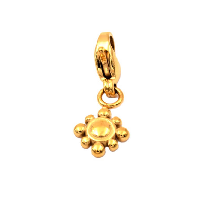 Blumen-Charm-Anhänger mit 8 mm Karabinerverschluss Goldene Farbe Stahl (1)