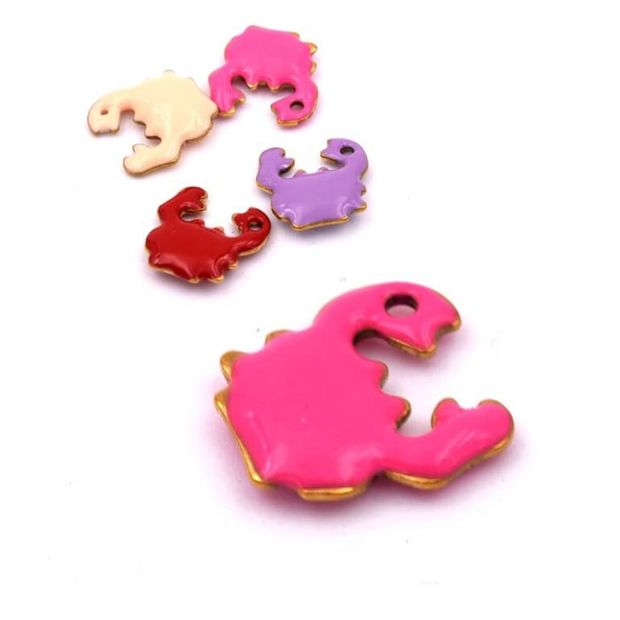 Krebsanhänger rosa Emaille – Edelstahl goldfarben – 10 mm (1)