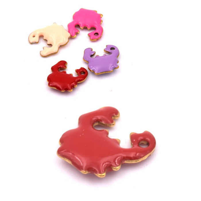 Krebsanhänger rote Emaille – Edelstahl goldfarben – 10 mm (1)