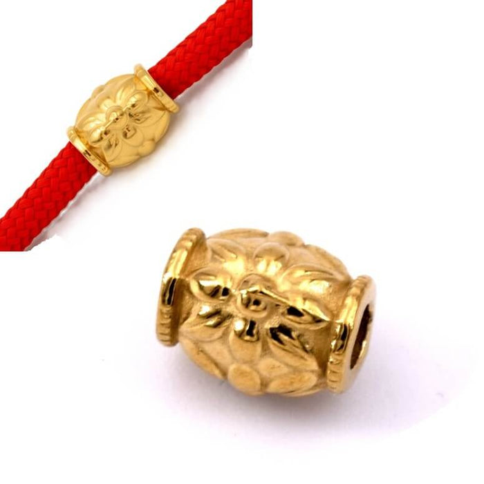 Blumenförmige Schlauchperle – Edelstahl. goldfarben 8 x 7 mm – Loch: 2 mm (1 Strang)