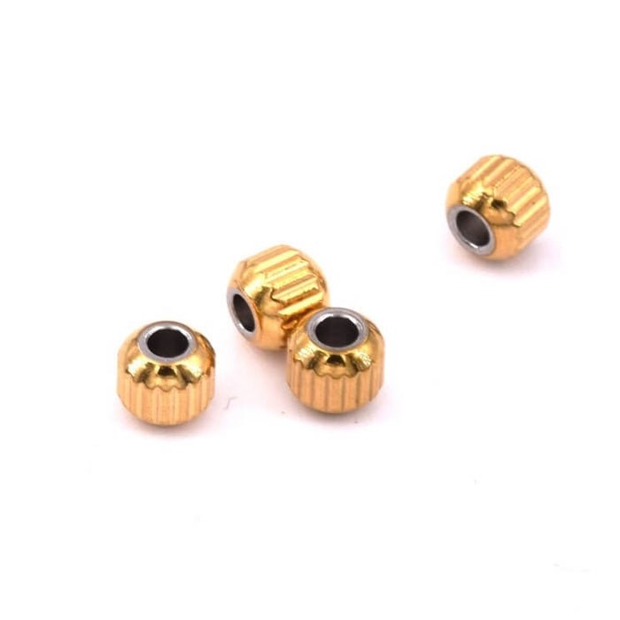 Rondelle Perle goldener Edelstahl 4x3.5mm - Loch: 1.6mm (4)