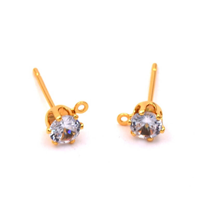 Ohrstecker mit Zirkonia goldenes Messing – 17 x 6 mm – Loch: 1 mm (2)