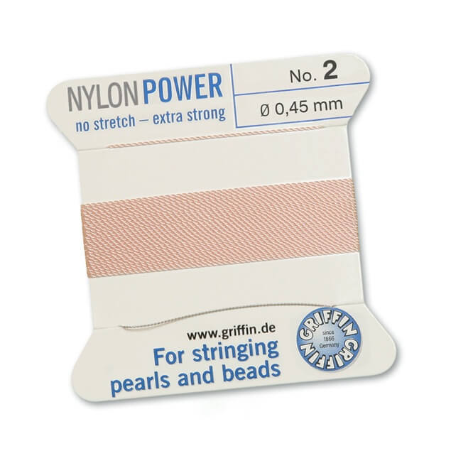 Blassrosa Nylonfaden NYLONPOWER 0.45 mm pro 2 m mit Nadel (1)