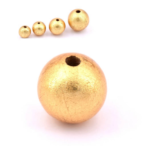 Kaufen Sie Perlen in Deutschland Runde Holzperle. vergoldet mit Blattgold. 25 mm – Loch: 4.5 mm (1)