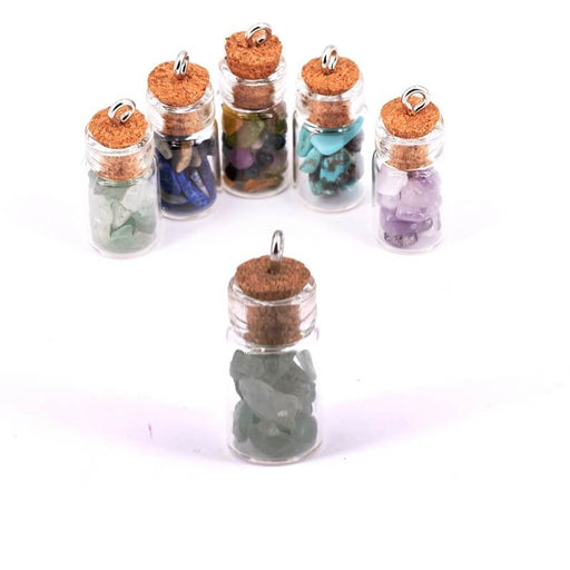 Kaufen Sie Perlen in Deutschland Glasflaschenanhänger mit Aventurinsplittern 18x10mm (1)