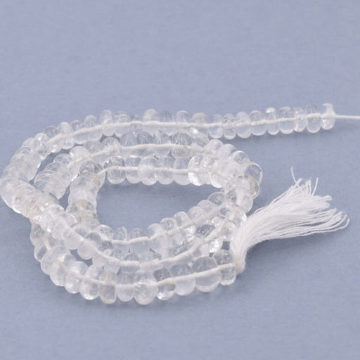 Kaufen Sie Perlen in Deutschland Rondellperle Quarzkristall 5-6x2-5mm - Loch: 0.5mm (1 Strang-33cm)