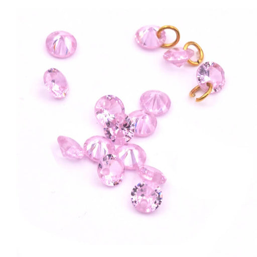 Kaufen Sie Perlen in Deutschland Winziger Glasanhänger mit Rautenschliff rosa 4 x 2 mm – Loch 0.7 mm (10)