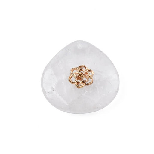 Kaufen Sie Perlen in Deutschland Tropfenanhänger Quarzkristall und goldene Blume - 28mm (1)