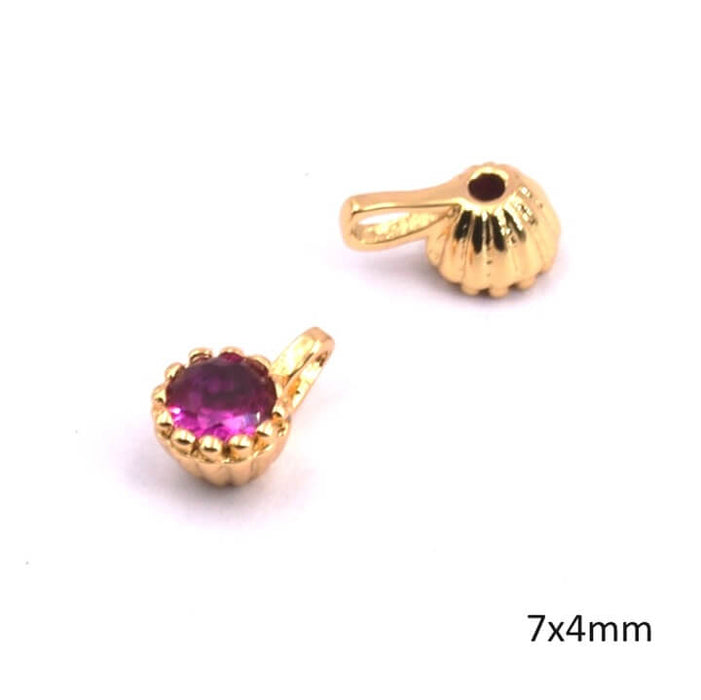 Runder Zirkon-Charm-Anhänger Rot-Roségold-Qualität 7x4mm (1)