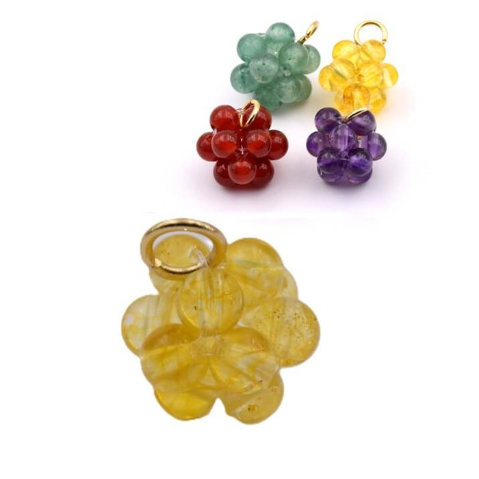 Gelb getönte Quarzperlen-Kugelanhänger 11–12 mm (1)