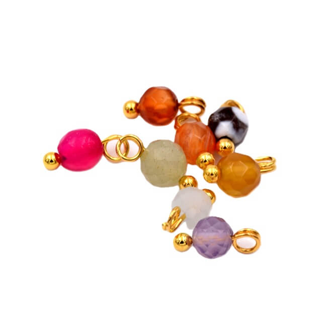Charm-Anhänger Mix Steine 4 mm - Loch: 1 mm (8)