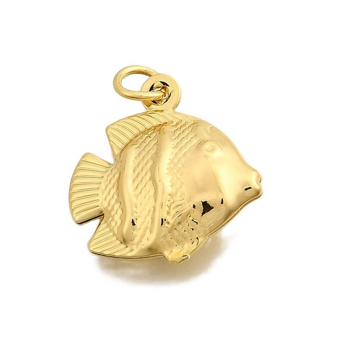 Fisch-Anhänger 21 x 18 mm – goldenes Messing – Loch: 3 mm (1)