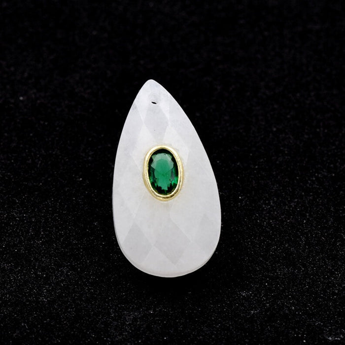 Facettierter Quarzkristall-Tropfenanhänger mit Zirkonia 25 x 14 mm (1)