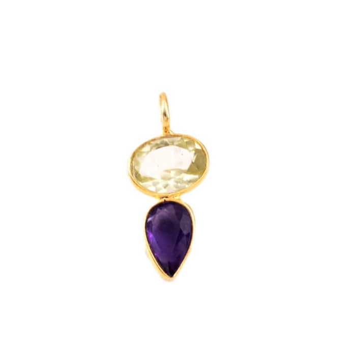 Amethyst- und Citrin-Anhänger 15 x 9 mm – Loch: 2 mm (1)