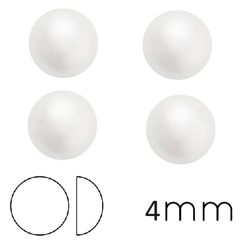 Kaufen Sie Perlen in Deutschland Runder Cabochon Preciosa Weiß Perleffekt 4mm (4)