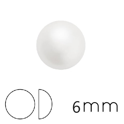 Kaufen Sie Perlen in Deutschland Runder Cabochon Preciosa Weiß Perleffekt 6mm (4)