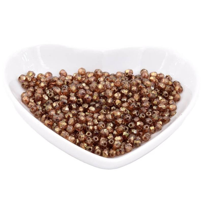 Glasschliffperlen Luster Transparent Gold Smokey Topaz 3mm (50)