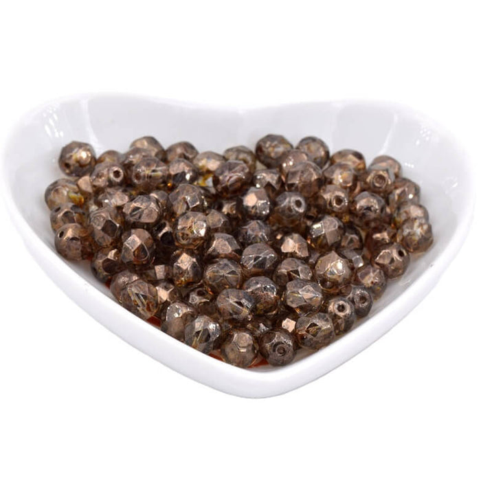 Glasschliffperlen Luster Transparent Gold Smokey Topaz 6mm (50)