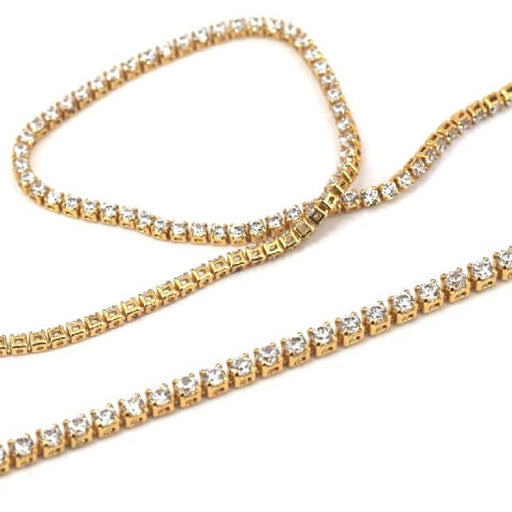 Kaufen Sie Perlen in Deutschland Quadratische Zirkoniasteine in goldenem Messing 1.7mm (10cm)