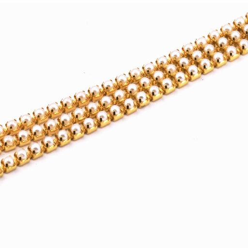 Kaufen Sie Perlen in Deutschland Dünne Perlenkette aus cremefarbenem Rohmessing, 2 x 2 mm (30 cm)