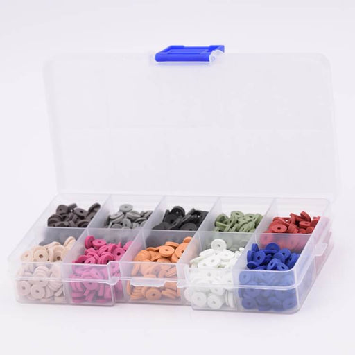 Heishi-Perlenmischung 10 Farben 6x1mm aus Fimo (1 Box)