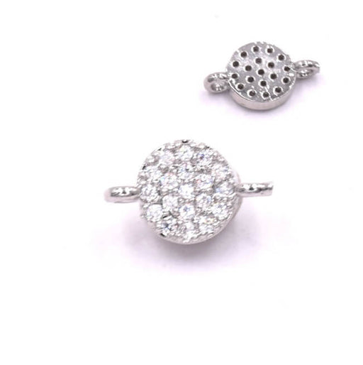 Kaufen Sie Perlen in Deutschland Verbindungsstück rund rhodiniertes Messing. Zirkon 10 x 6 mm – Loch: 0.8 mm (1)