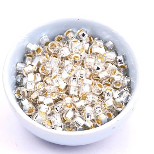 Kaufen Sie Perlen in Deutschland cc21 – Toho 3/0 Square Hole Round Perlen – Silver Lined Crystal (10 g)
