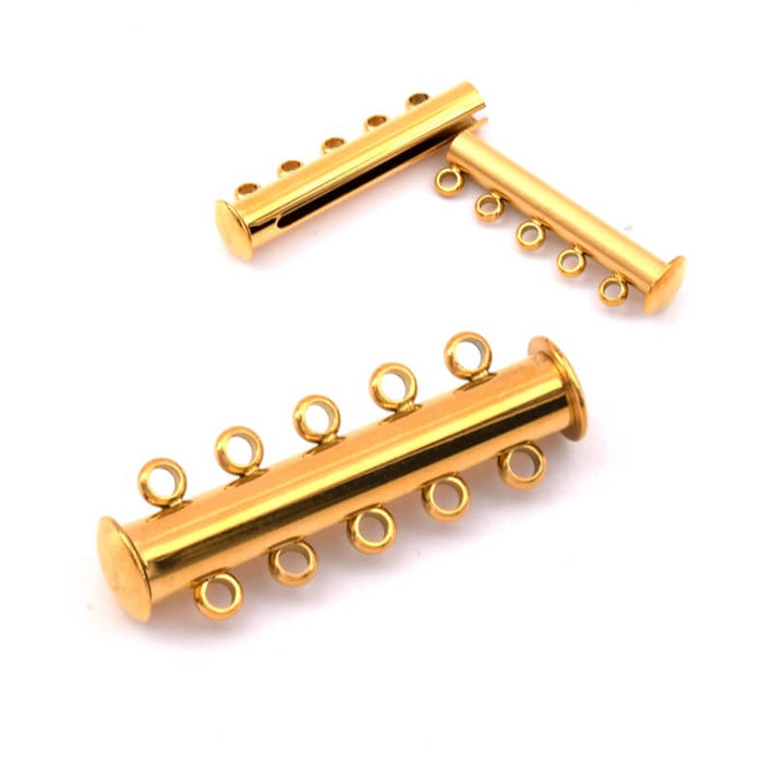 Magnetischer Schiebeverschluss 5 Stränge – Edelstahl goldfarben 31 mm (1)