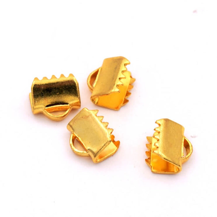 Klauen-Endkappen für Bandkordeln – Edelstahl goldfarben 7 x 6 mm (4)