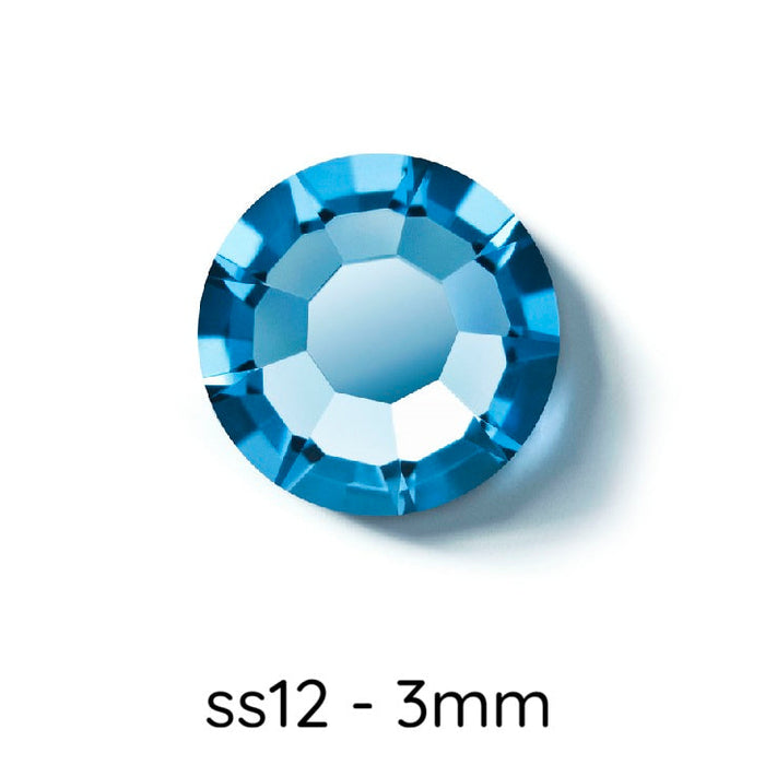 FlatBack-Strasssteine zum Aufkleben Preciosa Malibu Blue SS12–3 mm (80 Stück)