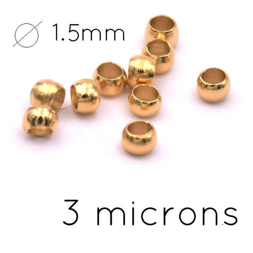 Kaufen Sie Perlen in Deutschland Quetschperle vergoldet 3 Mikron – 2.5 mm – Loch: 1.5 mm (10)