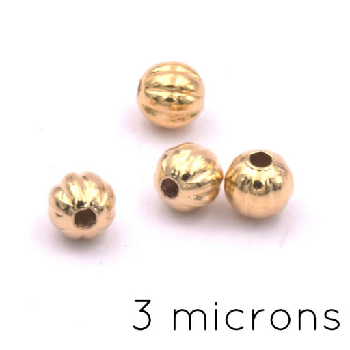 Kaufen Sie Perlen in Deutschland Runde Perle gestreift vergoldet 3 Mikron – 3 mm – Loch: 0.8 mm (4)
