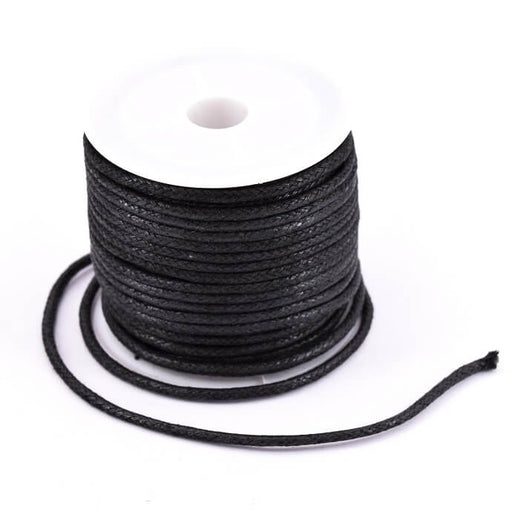 Schwarze gewachste Baumwollschnur – 2 mm (9 m Rolle)