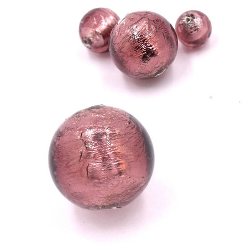 Kaufen Sie Perlen in Deutschland Muranoperle Dark Amethyst und Silber rund 12mm (1)