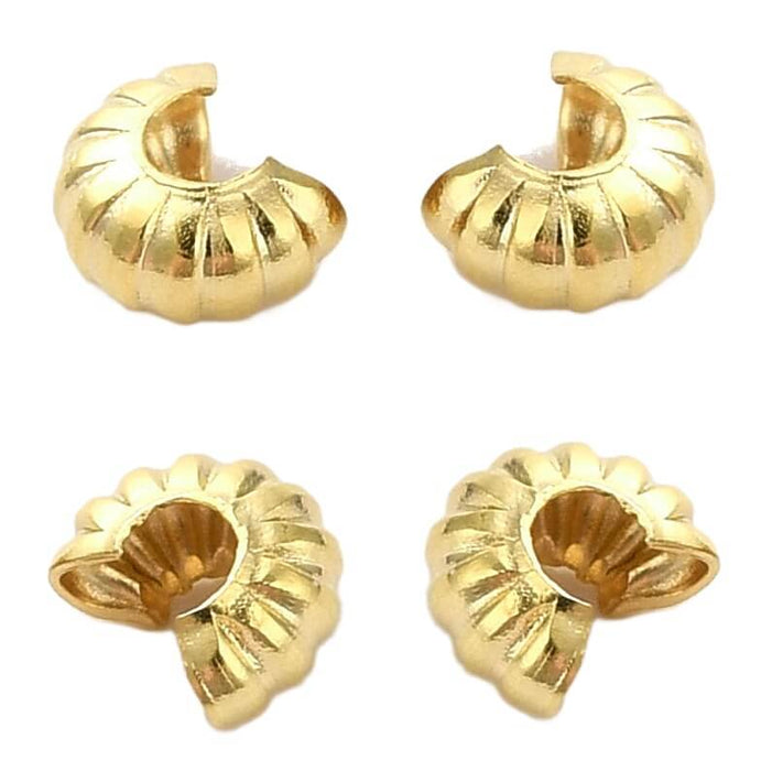 Rillen-Quetschperlenhüllen vergoldetes Messing. 4 x 3 mm (10)