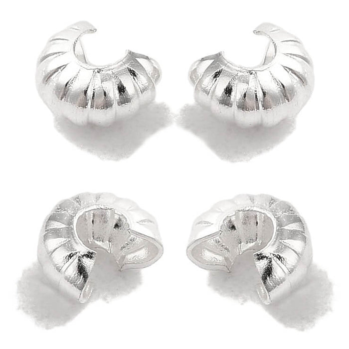 Quetschperlen geriffelt versilbertes Messing – 4 x 3 mm (10)