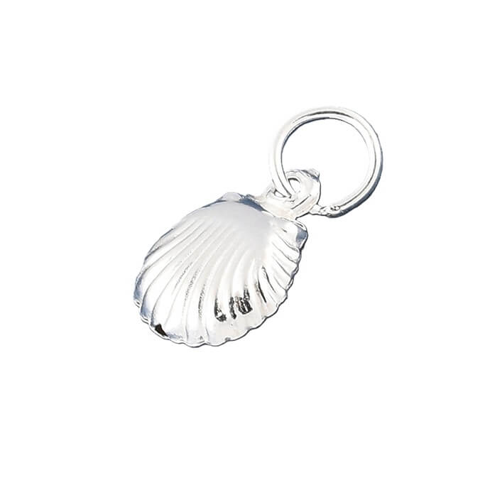 Jakobsmuschelschale Anhänger 11x8mm Sterling Silber - Loch: 2.8mm (1)