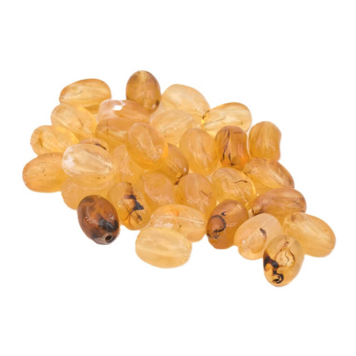 Bernsteinbraune Harzperlen oval 14 mm – Loch: 1.8 mm (30)