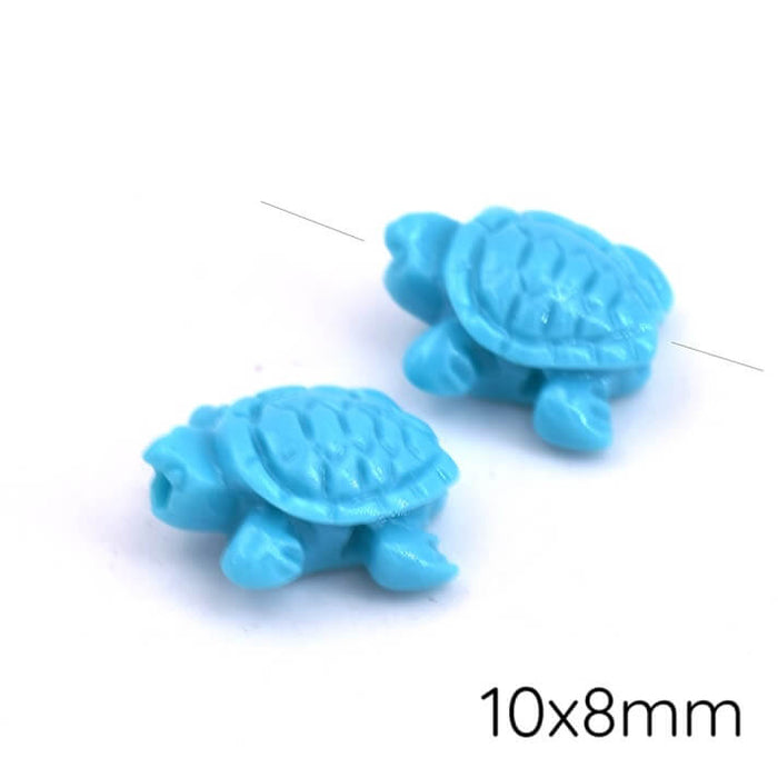 Türkisfarbene Schildkrötenperle aus Kunstharz 10 x 8 mm – Loch: 1 mm (2)